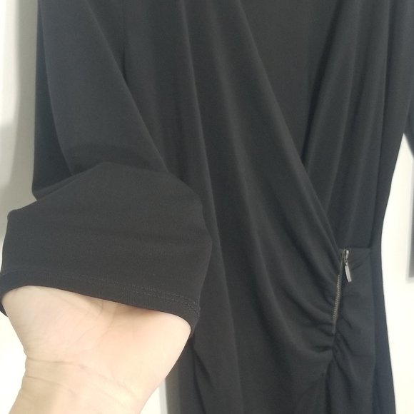 Thyme Maternity Black Zipper Faux Wrap Dress Event Business Casual Pregnancy - Picture 7 of 10